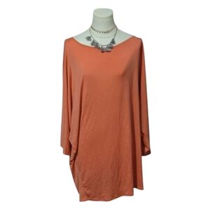 Lucky and Blessed Vintage Coral Orange Loose Fit Stretchy Tunic Blouse Size 2X